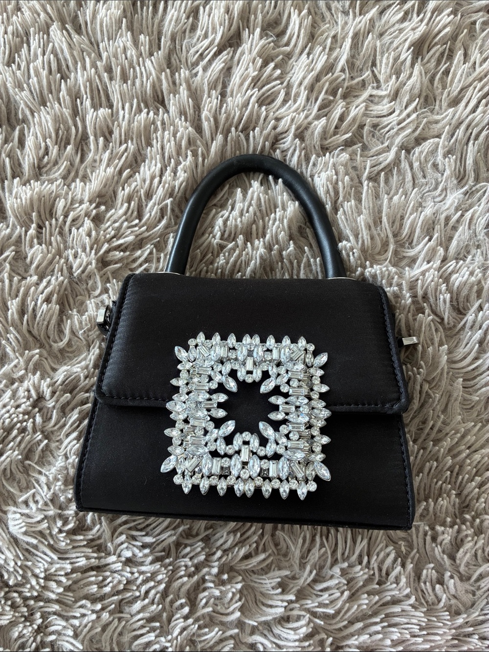 Black Top-Handle Evening Bag with Crystal Buckle AlDO